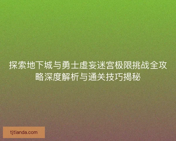 探索地下城与勇士虚妄迷宫极限挑战全攻略深度解析与通关技巧揭秘