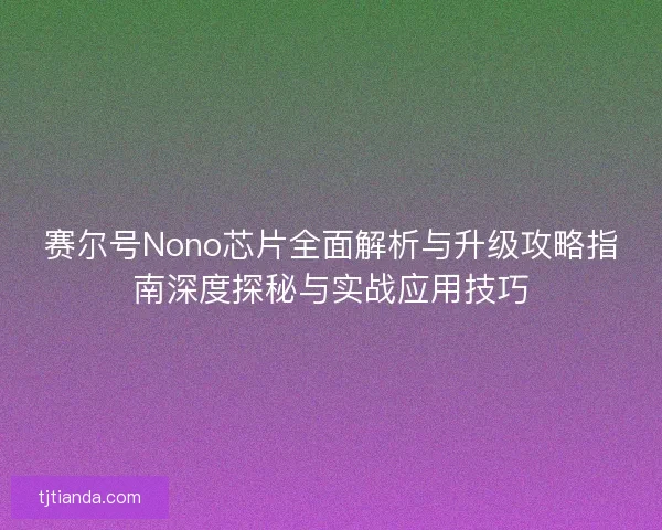赛尔号Nono芯片全面解析与升级攻略指南深度探秘与实战应用技巧