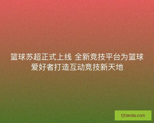 篮球苏超正式上线 全新竞技平台为篮球爱好者打造互动竞技新天地